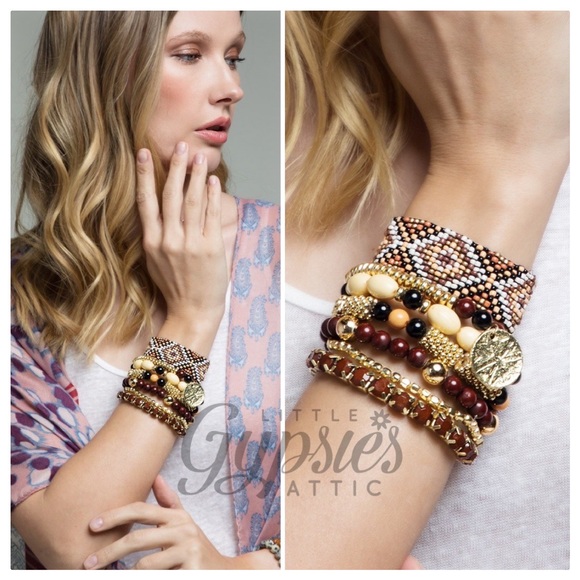 Seven Layer Stacked Beaded Bracelets - Picture 3 of 10